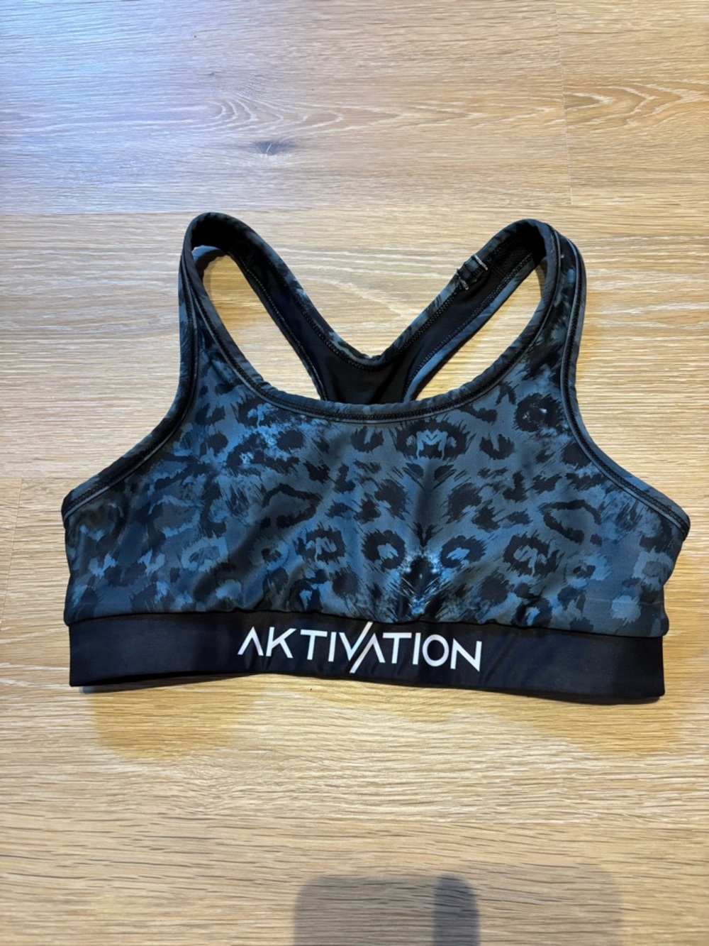 Women's Black Leopard Print Racerback Sports Bra